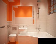 neparasta vannas istabas interjera variants 3 kv.m attēlā