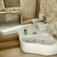 idee van een mooi ontwerp van een badkamer met een hoekbadfoto