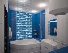 a fürdőszoba világos stílusának változata sarokkád képpel