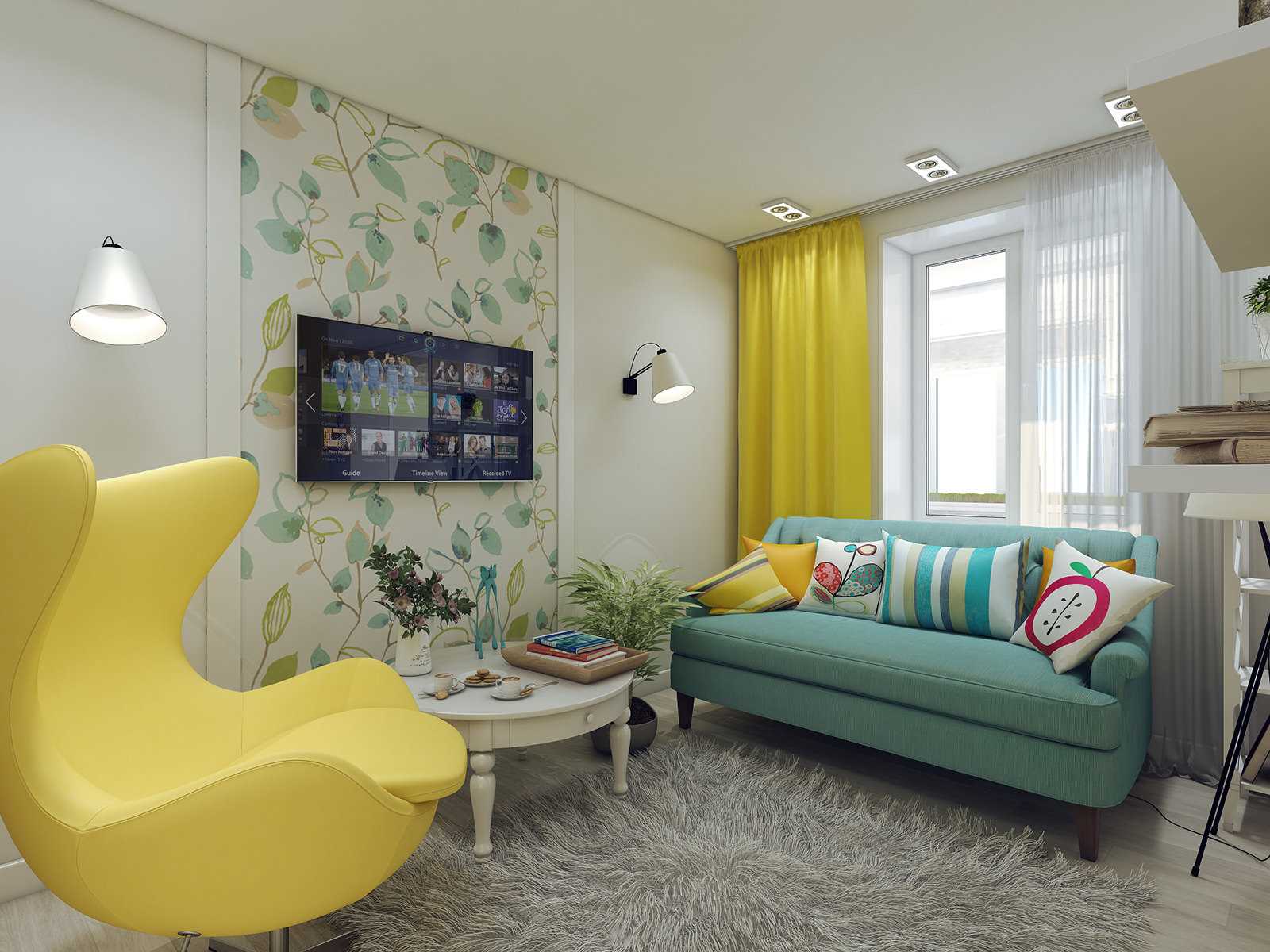 versie van het ongewone decor van een modern appartement van 70 m²