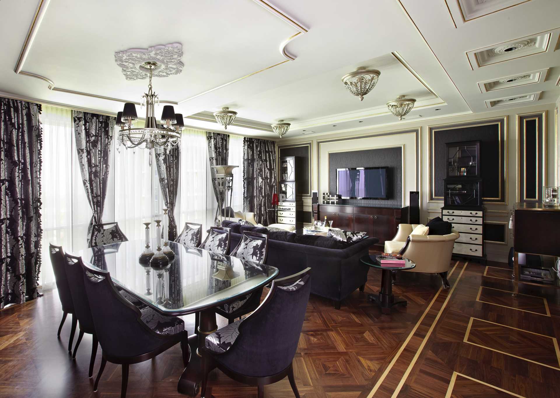 varian hiasan indah sebuah apartmen dalam gaya klasik moden