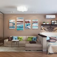 verze světlého stylu obývacího pokoje 16 m2 fotografie