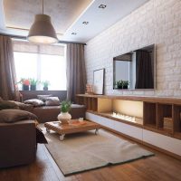dzīvojamās istabas skaista dizaina piemērs - 16 kv.m foto