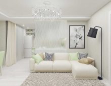 ideja par gaišu dzīvokļa interjeru košās krāsās modernā stila fotoattēlā