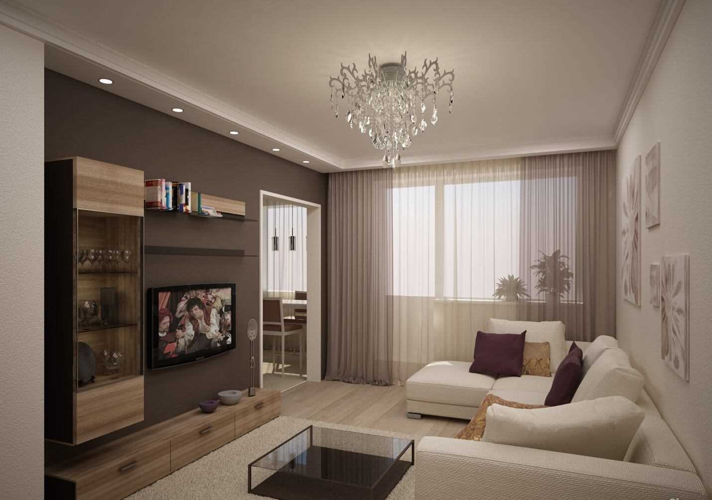 Een voorbeeld van het heldere ontwerp van een modern appartement van 65 m²