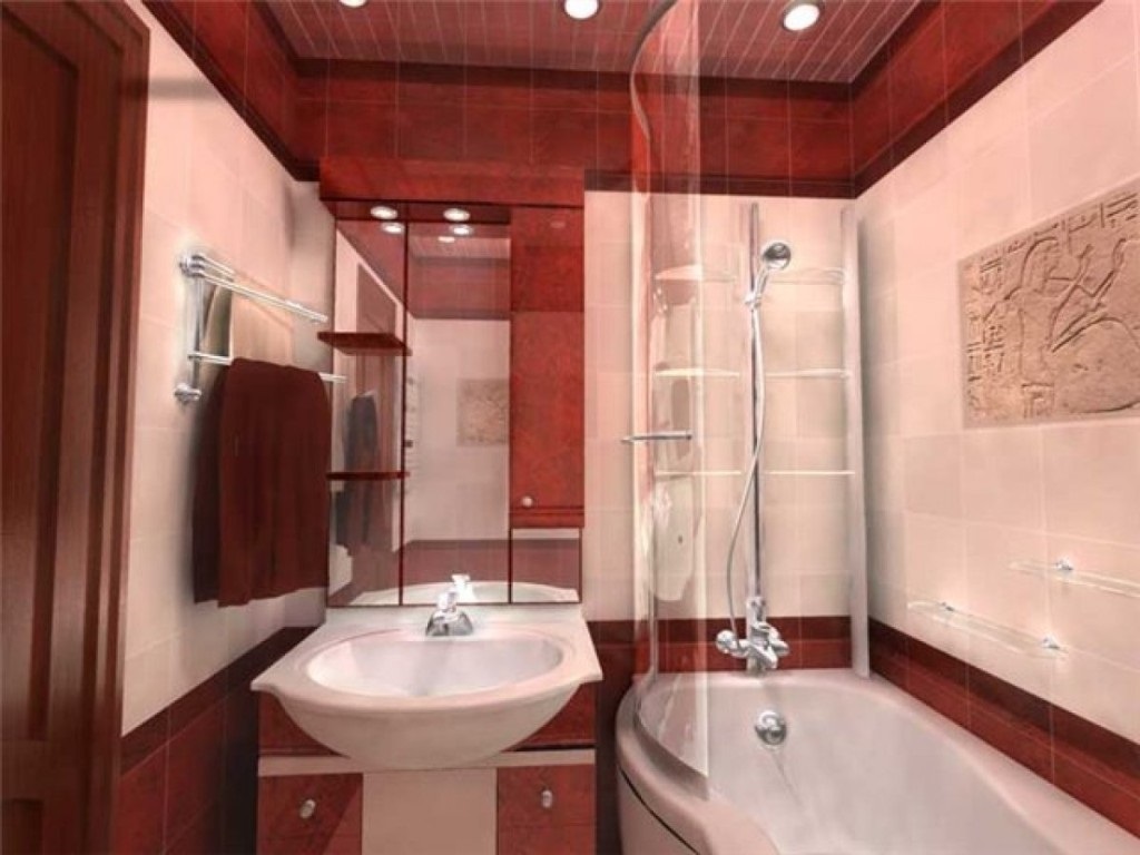 pilihan bilik mandi cerah di bahagian dalam 5 sq.m