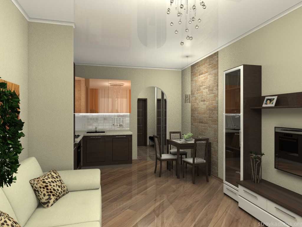Een voorbeeld van een mooi interieur van een modern appartement van 70 m²