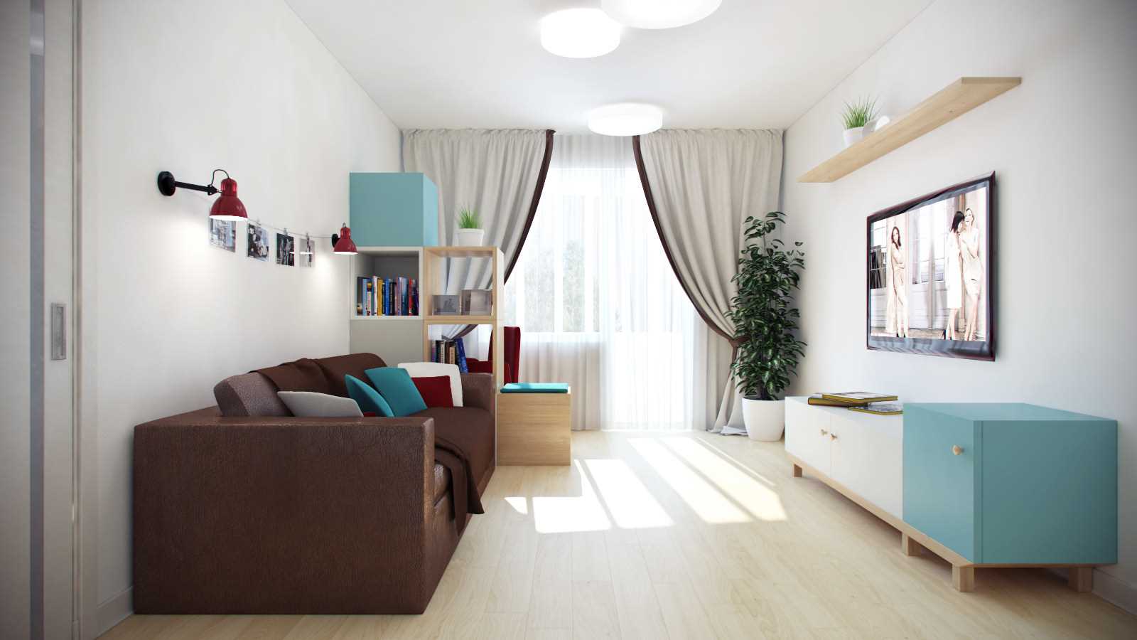 Un esempio di un interno luminoso appartamento di 70 mq