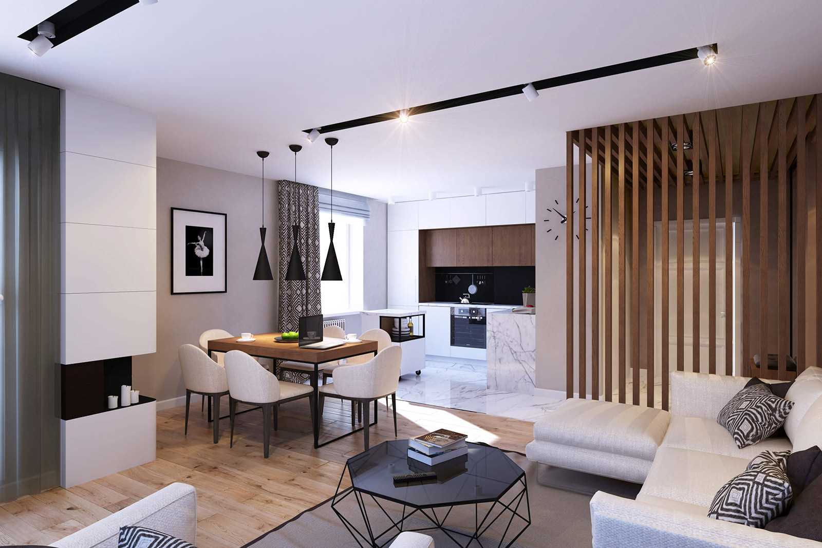 pilihan reka bentuk yang indah untuk pangsapuri moden dengan 70 sq.m