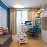 varianta světlého designu obývacího pokoje 16 m2 fotografie
