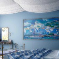 myšlenka použití neobvyklé modré barvy ve stylu obrázku domu