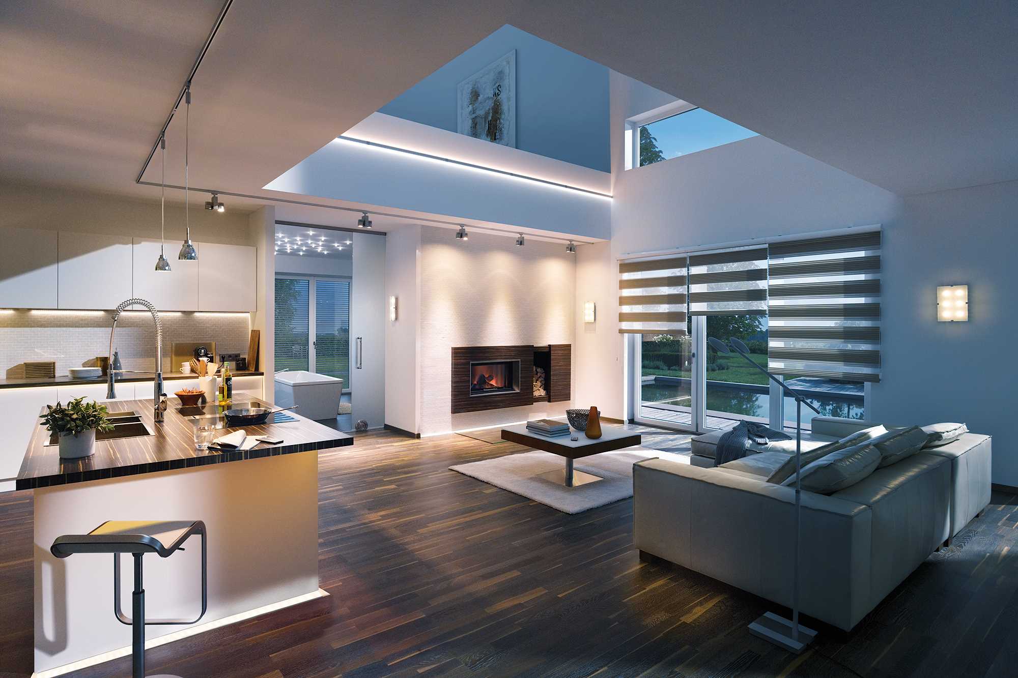 iespēja izmantot gaismas dizainu skaistā mājas interjerā