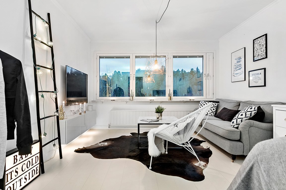 het idee van een licht interieur in een appartement in Scandinavische stijl