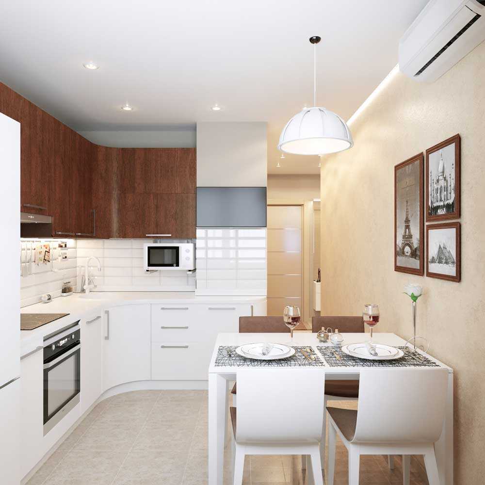 primjer svijetlog kuhinjskog dekora od 8 m²