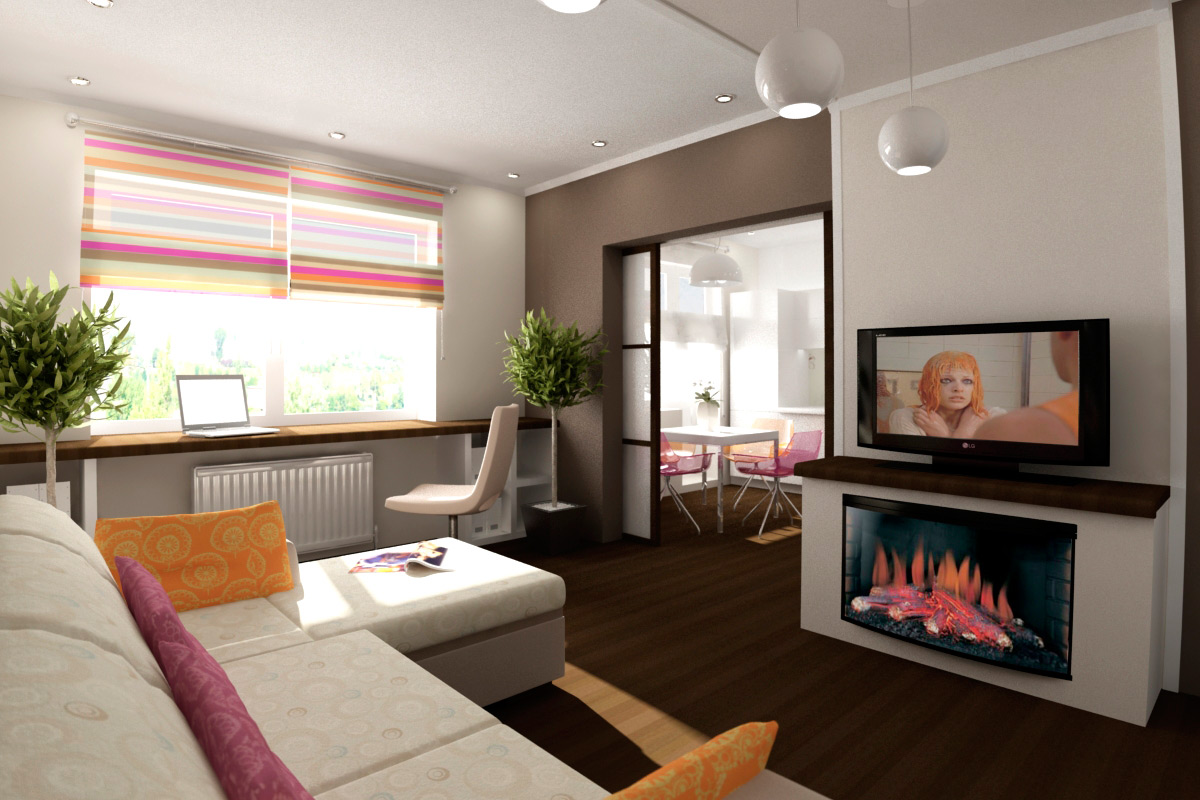 فكرة تصميم غير عادي لشقة من غرفتين في خروتشوف