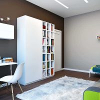 ideja par spilgtu krāsu kombināciju modernas foto istabas dizainā
