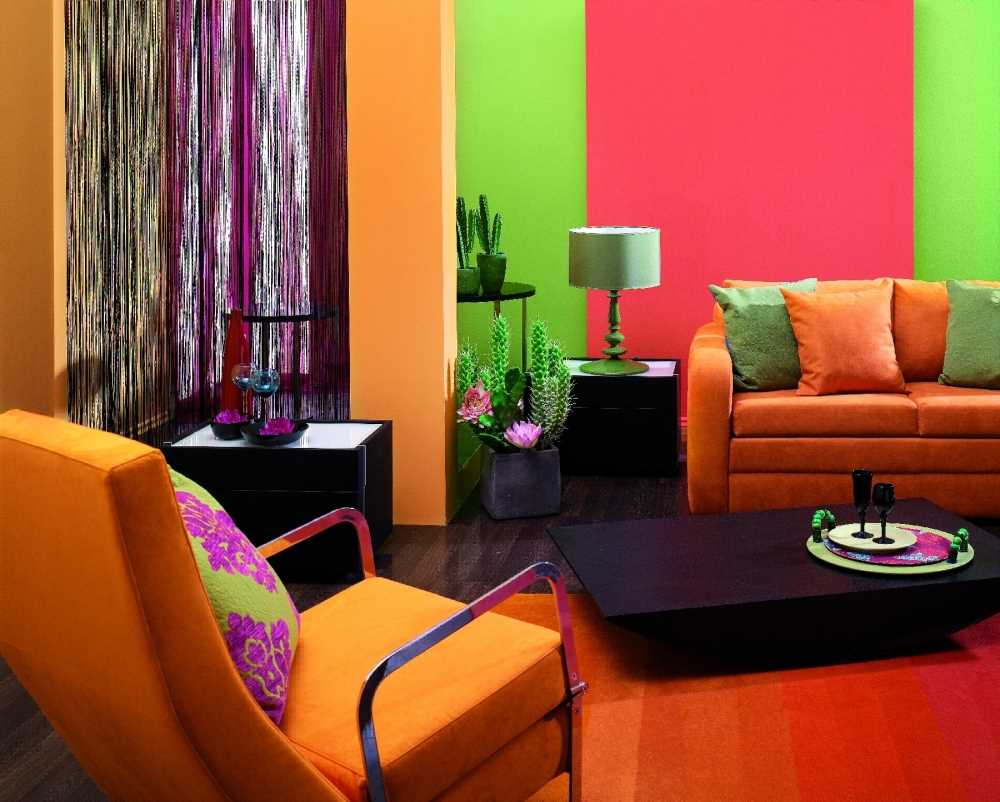 فكرة مزيج جميل من الألوان في أسلوب شقة حديثة
