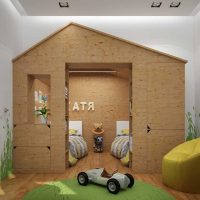 két gyermekes szoba szokatlan dekorációjának verziója