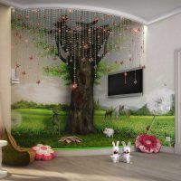 ideja par gaišu dekoru bērna istabai meitenei 12 kvadrātmetru attēlā