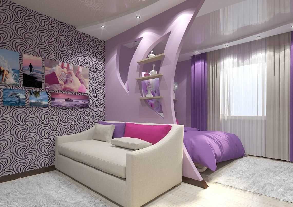ideea unui decor frumos al unui living de dormitor 20 mp