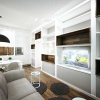 variantă a unei combinații luminoase de culoare în stilul unei fotografii moderne de apartament