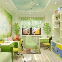 példa egy gyönyörű stílusú gyermekszoba két gyermek számára fotó