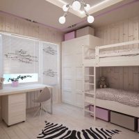 idee de design luminos al unei camere pentru copii foto pentru două fete