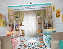 opțiune luminoasă de proiectare pentru o cameră pentru copii pentru doi copii