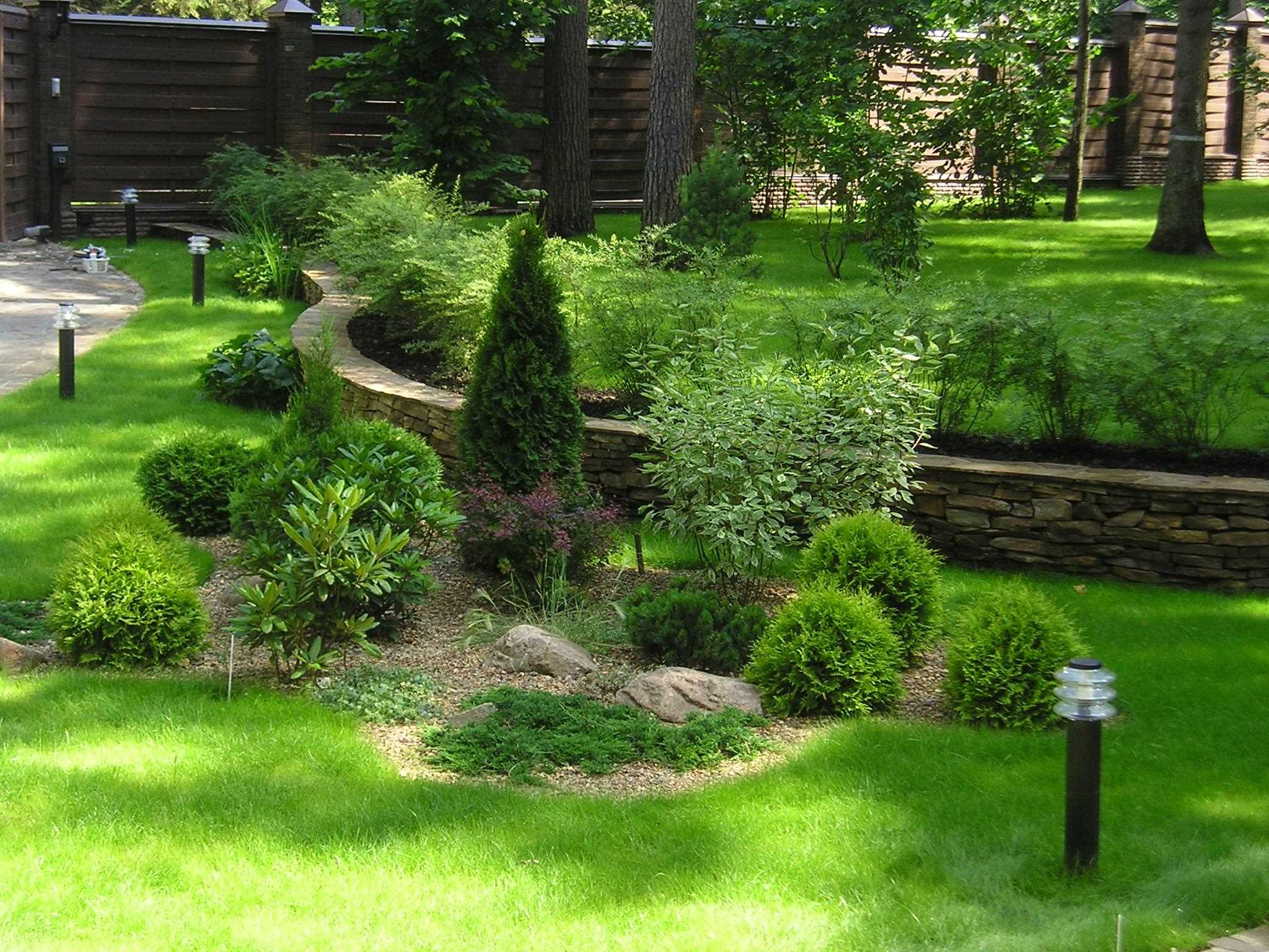 Příklad použití krásných rostlin v krajinném designu letní rezidence
