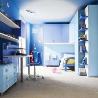 varianta použití neobvyklé modré barvy v designu domu obrázek