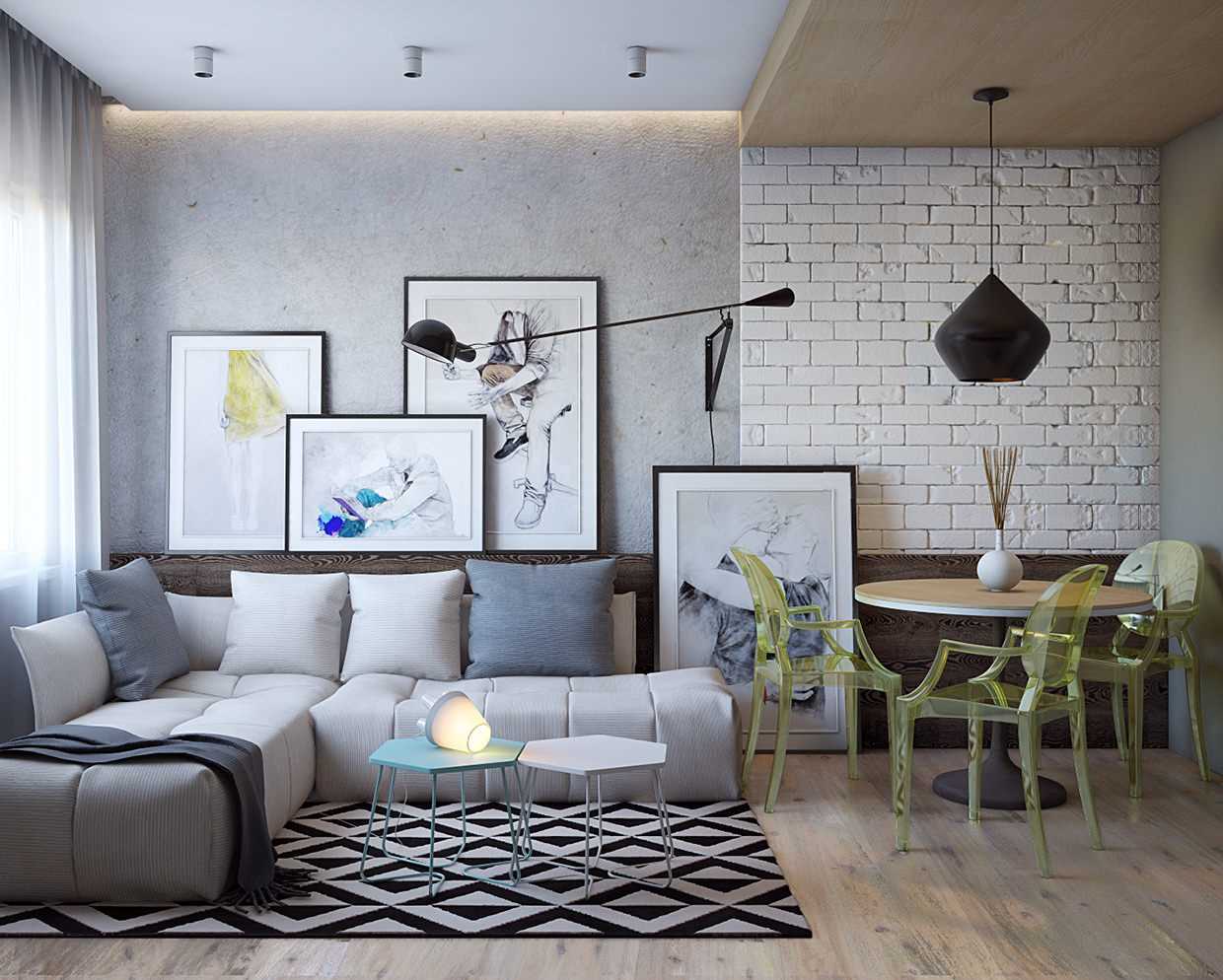 ideea unui apartament luminos interior cu două camere