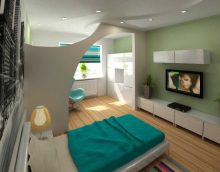 možnost světlý styl ložnice obývací pokoj 20 m² obrázek