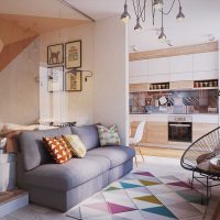 verze neobvyklého stylu obývacího pokoje ložnice 20 m² obrázek