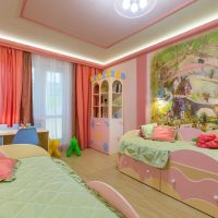 příklad neobvyklého interiéru dětského pokoje pro dvě dívky foto