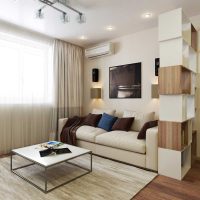 nápad světlého designu obývacího pokoje o ploše 18 m2. obrázek
