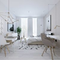 versie van de ongewone stijl van het appartement in de Scandinavische stijl foto