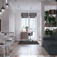 ideja par gaismas skandināvu stila dzīvokļa dizaina foto