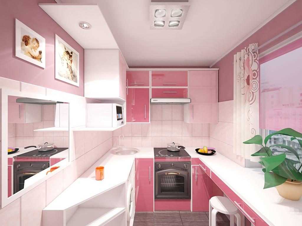 myšlenka použití růžové ve světlém interiéru bytu