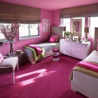 contoh penggunaan merah jambu dalam gambar reka bentuk apartmen yang indah