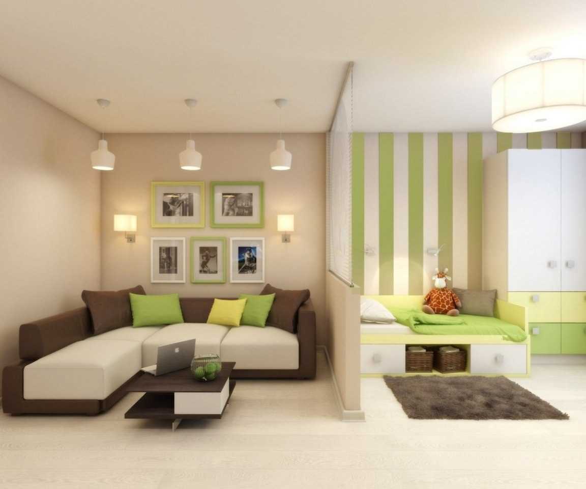možnost světlého interiéru obývacího pokoje ložnice 20 m²