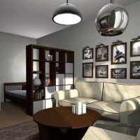 myšlenka neobvyklého stylu obývacího pokoje ložnice 20 m² obrázek
