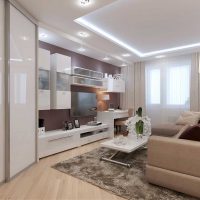 varianta světlého interiéru obývacího pokoje ložnice 20 m² foto