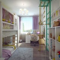 ideea unui decor neobișnuit al unei camere de copii pentru două fete poza
