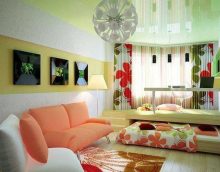 šviesaus dizaino miegamojo gyvenamojo kambario nuotraukos idėja