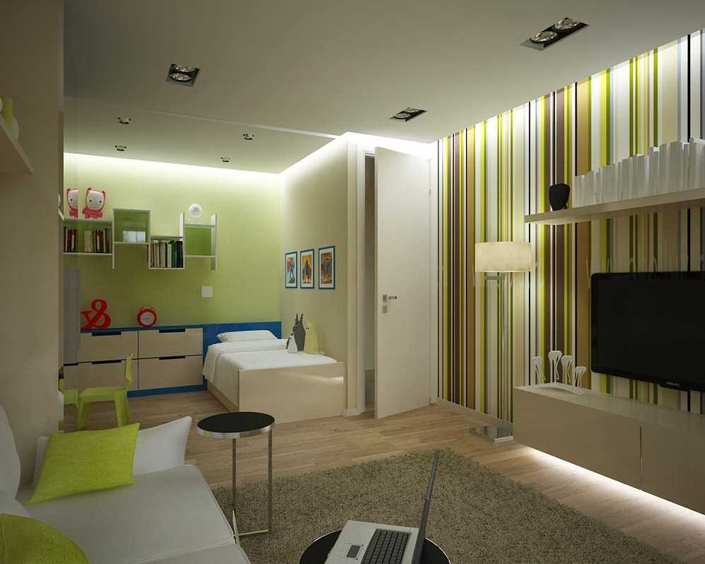 varian gaya apartmen satu bilik yang terang di Khrushchev