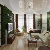 dzīvojamās istabas gaiša interjera variants privātmājas attēlā