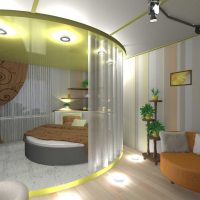 versiunea frumosului decor al unei fotografii cu o cameră mică de dormitor