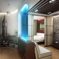 opțiune de design luminos al unui dormitor de 18 mp. fotografie