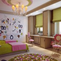 šviesaus stiliaus dviejų kambarių vaikų kambario versija