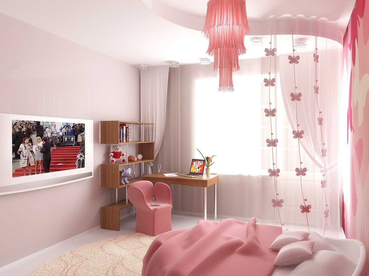 verze neobvyklého designu místnosti pro dívku 12 m2